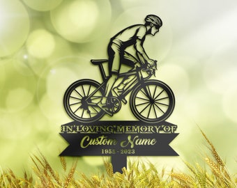 Personalized Cyclist bike rider Memorial Stake, Metal Stake, Sympathy Sign, Grave Marker, Remembrance Stake