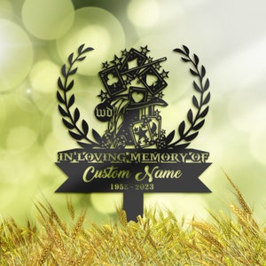 Personalized Magician Memorial Stake, Metal Stake, Sympathy Sign, Grave Marker, Remembrance Stake