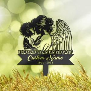 Personalized Angel mother and baby Memorial Stake, Metal Stake, Sympathy Sign, Grave Marker, Remembrance Stake