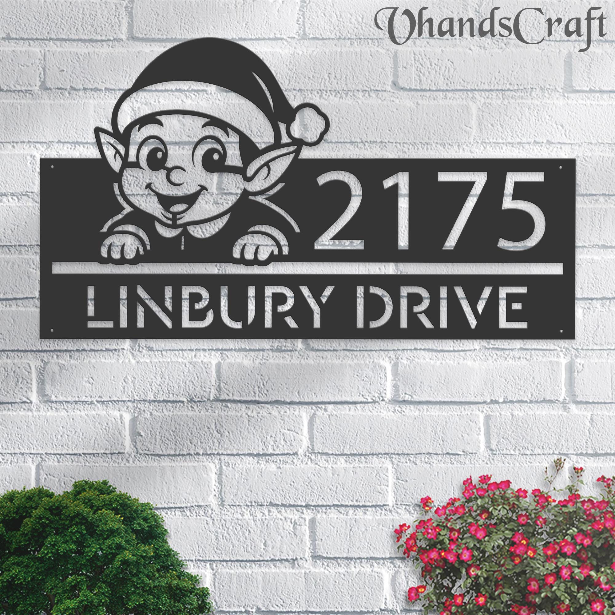 Elf Address Personalized Metal Elf Address Sign, Custom House Number, Outdoor ...
