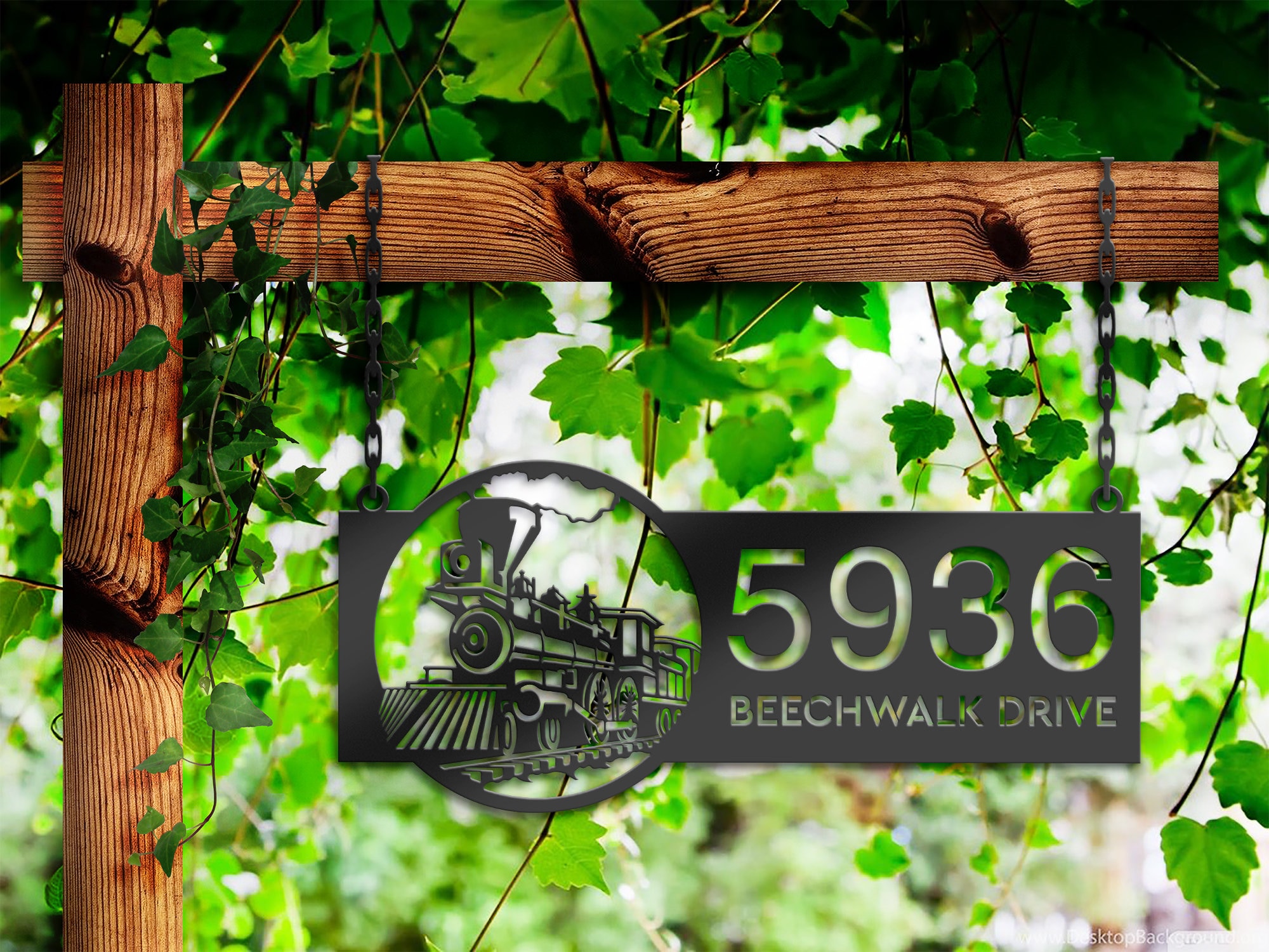 Personalized Train Metal Address Sign | Hanging or Stake Mounted - Etsy