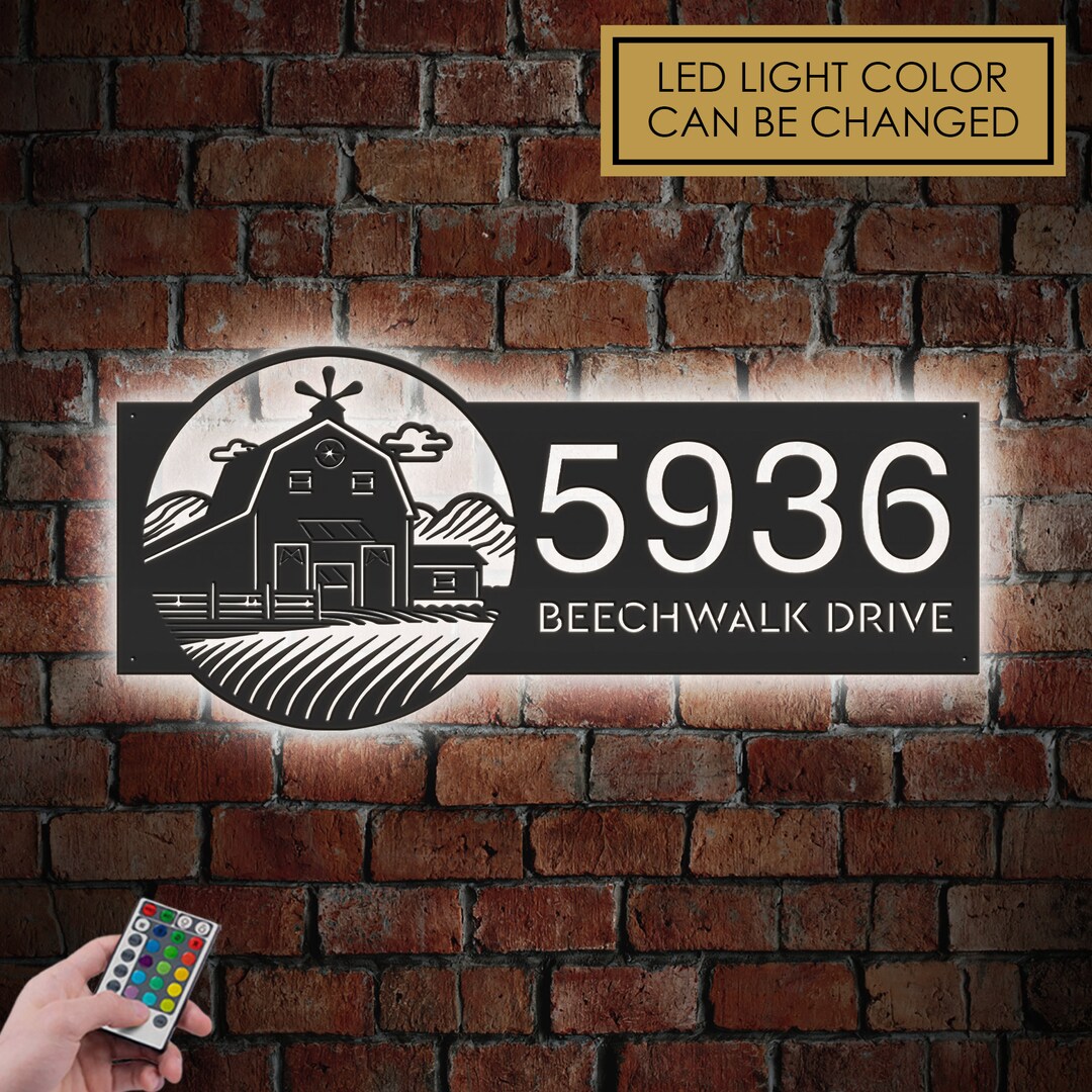 Personalized Metal Farm Address Sign With LED Lights - Etsy