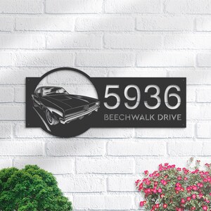 Personalisiertes Metallauto-Adresse Zeichen, kundenspezifische Hausnummer-Plakette, Gartenpfahl im Freien