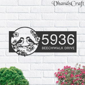 Personalized Bird couple Metal Address Sign | Hanging Address Plaque | Yard Sign, Outdoor Sign | Garden Stake