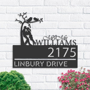 Personalized Couple lovers custom name Metal Address Sign House number | Hanging Address Plaque | Yard Sign, Outdoor Sign | Garden Stake