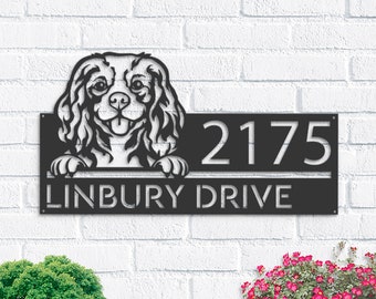 Personalized Cavalier King Charles Spaniel Metal Address Sign
