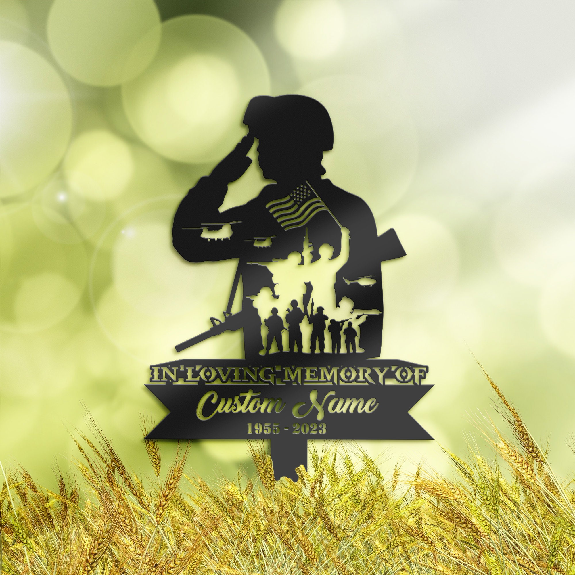Personalized Veteran US Soldier Army Memorial Stake, Metal Stake, Sympathy Sign, Grave Marker, Remembrance Stake