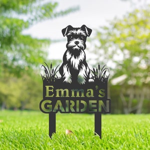 Personalized Miniature Schnauzer Metal Garden Sign, Custom Outdoor Decor