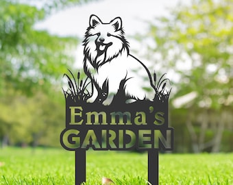 Personalized American Eskimo Dog Metal Garden Sign with Stake