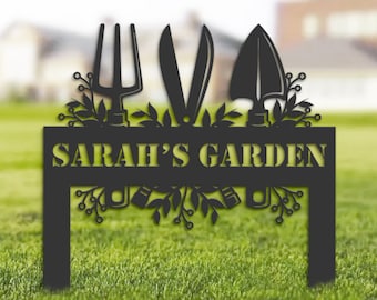 Letrero metálico personalizado para jardín con estaca, decoración de patio a medida