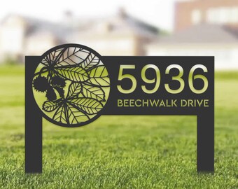 Custom Metal Address Plaque With Pine Trees For Rock, Pine Trees Addre
