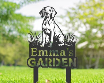 Personalized Weimaraner Metal Garden Sign, Custom Outdoor Decor