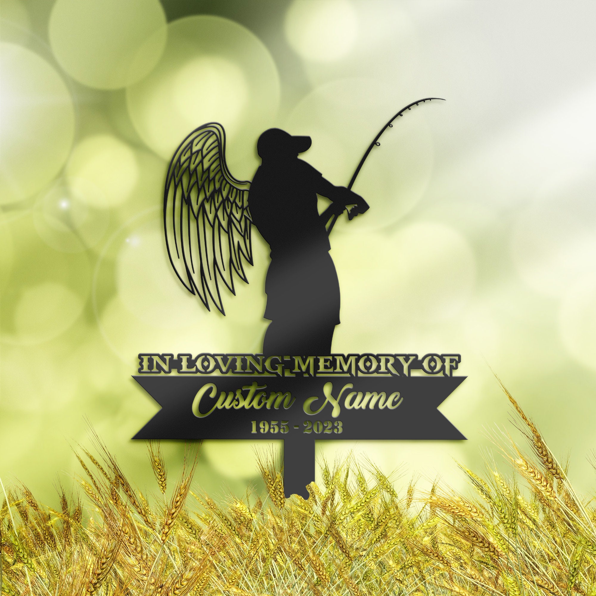 Personalized Man casting fishing pole fisherman Memorial Stake, Metal Stake, Sympathy Sign, Grave Marker, Remembrance Stake