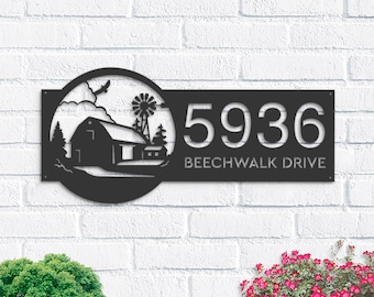Personalized Metal Farmhouse Address Sign, Ranch Style, Outdoor Hanging Plaque