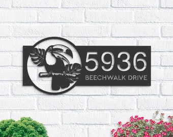 Personalized Pelican Metal Address Sign, Custom House Number Plaque