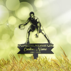 Personalized Basketball player baller Memorial Stake, Metal Stake, Sympathy Sign, Grave Marker, Remembrance Stake
