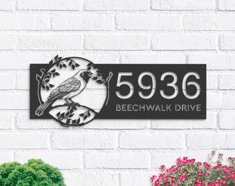 Personalized Crow Address Sign | Metal House Number Plaque