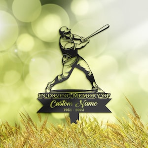 Personalized Baseball player Memorial Stake, Metal Stake, Sympathy Sign, Grave Marker, Remembrance Stake