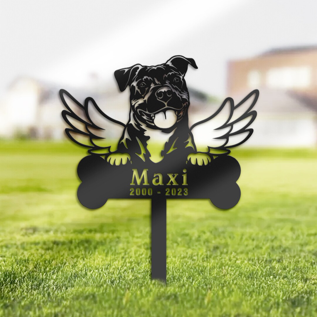 Personalized American Pit Bull Dog Memorial Stake, Metal Stake