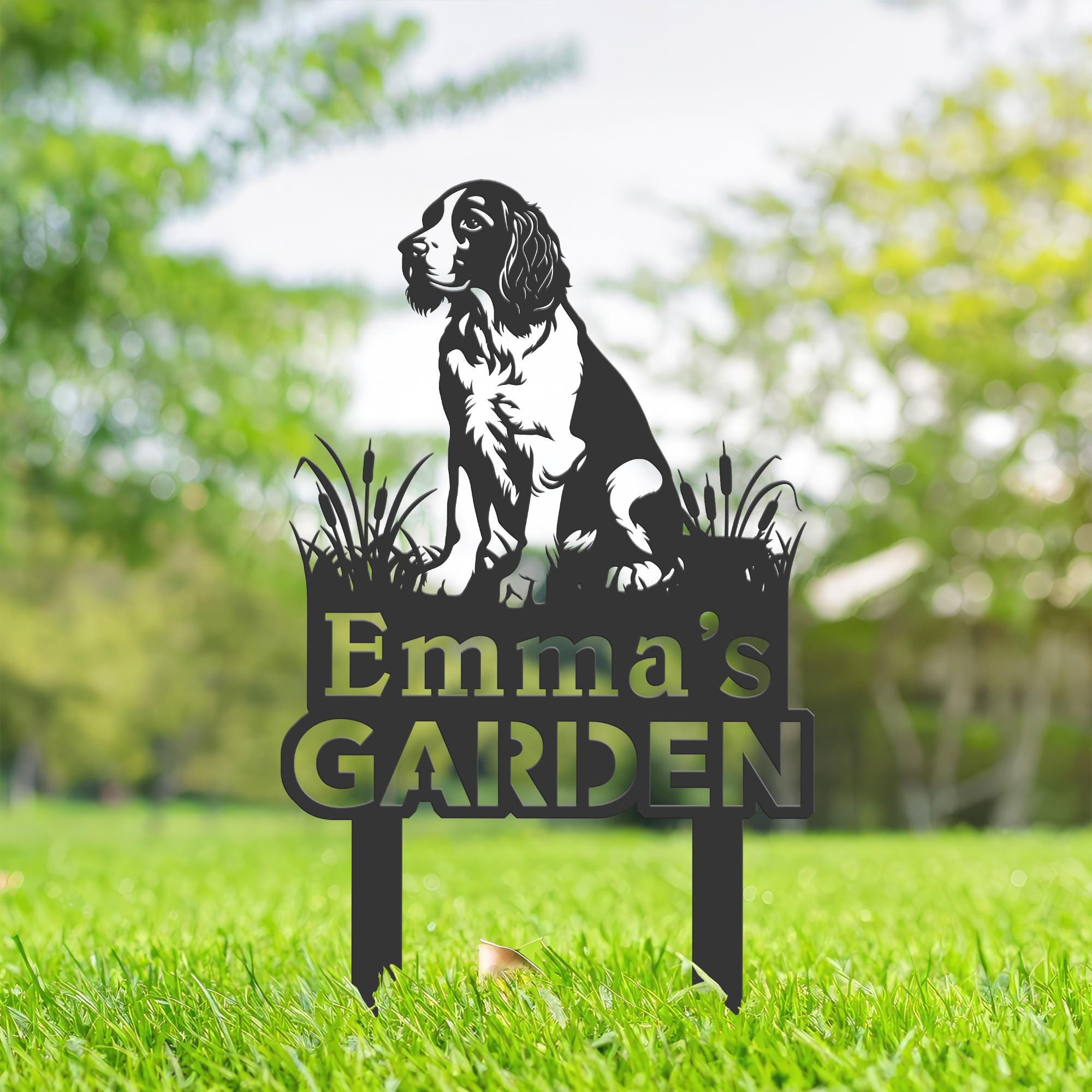 Personalized Springer Spaniel dog Metal Garden Sign, Custom Yard Sign With Stake, Outdoor Garden Décor