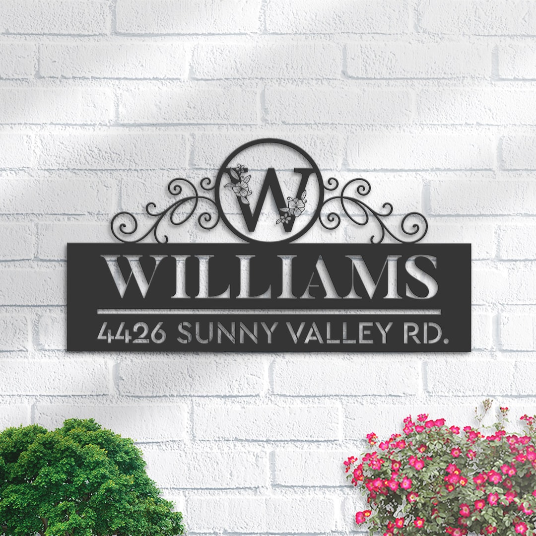 Personalized Metal Address Sign, Monogram Family Name Plaque - Etsy