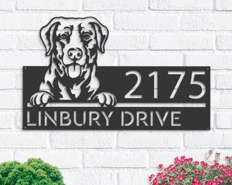 Personalized Chesapeake Bay Retriever Metal Address Sign, House Number Plaque