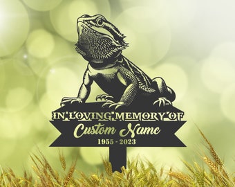 Personalized Bearded Dragon Memorial Stake, Metal Stake, Sympathy Sign, Grave Marker, Remembrance Stake