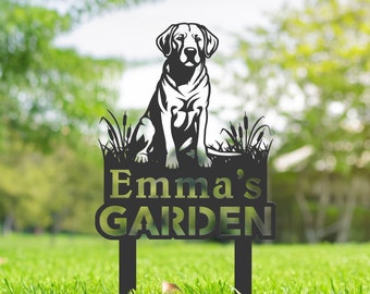 Personalized Labrador Retriever dog Metal Garden Sign, Custom Yard Sign With Stake, Outdoor Garden Décor