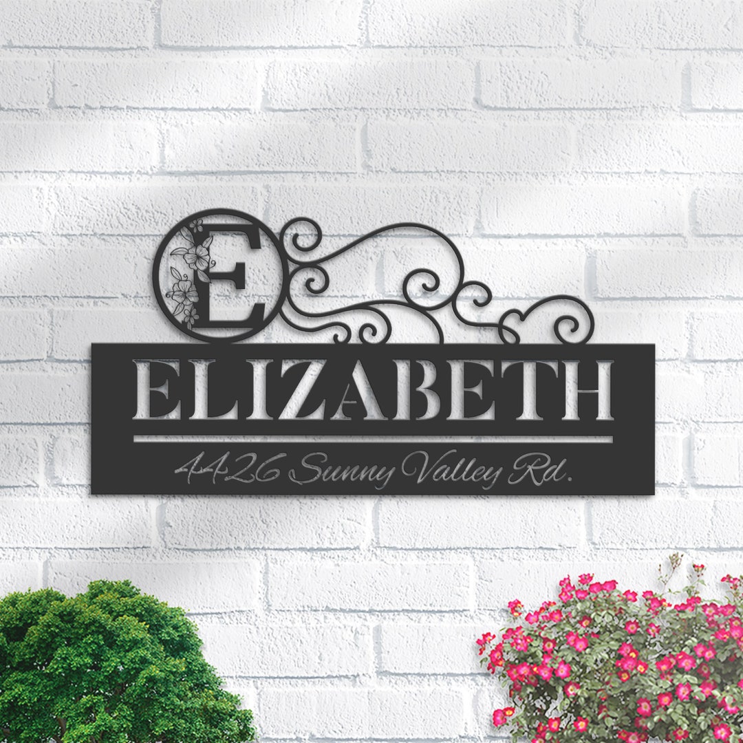 Personalized Metal Address Sign With Stakes, Family Name Plaque - Etsy