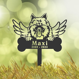 Personalized Keeshond Dog Memorial Stake, Metal Stake, Sympathy Sign, Pet Grave Marker, Remembrance Stake