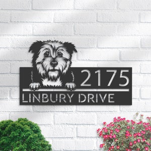 Personalized Glen of Imaal Terrier dog, Puppy Metal Address Sign House number Hanging Address Plaque Yard Sign Outdoor decor Garden Stake