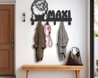 Personalisierte Pommersche Hundemetallgarderobe, Leine & Schlüsselhalter