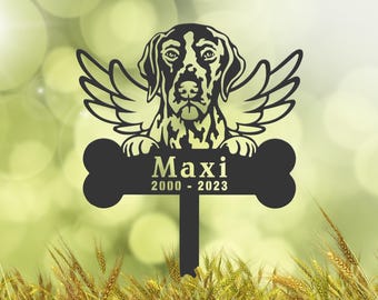 Personalized German Shorthaired Pointer Memorial Stake, Pet Grave Marker
