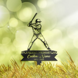 Personalized Baseball player Memorial Stake, Metal Stake, Sympathy Sign, Grave Marker, Remembrance Stake