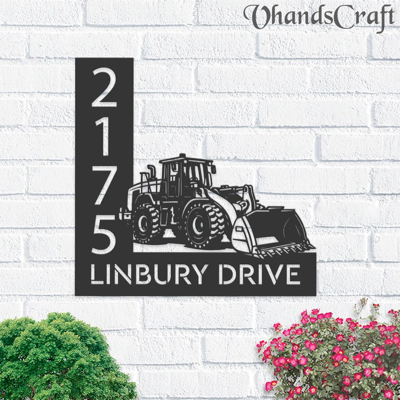 Personalized Wheel Loader Address Sign With LED Lights - Custom Metal ...