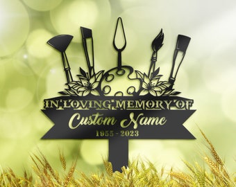 Personalized Metal Artist Memorial Stake, Sympathy Grave Marker