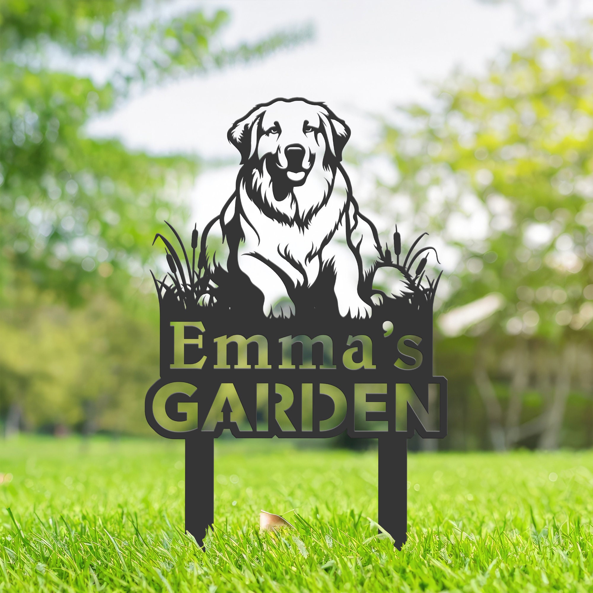 Personalized Great Pyrenees dog Metal Garden Sign, Custom Yard Sign With Stake, Outdoor Garden Décor