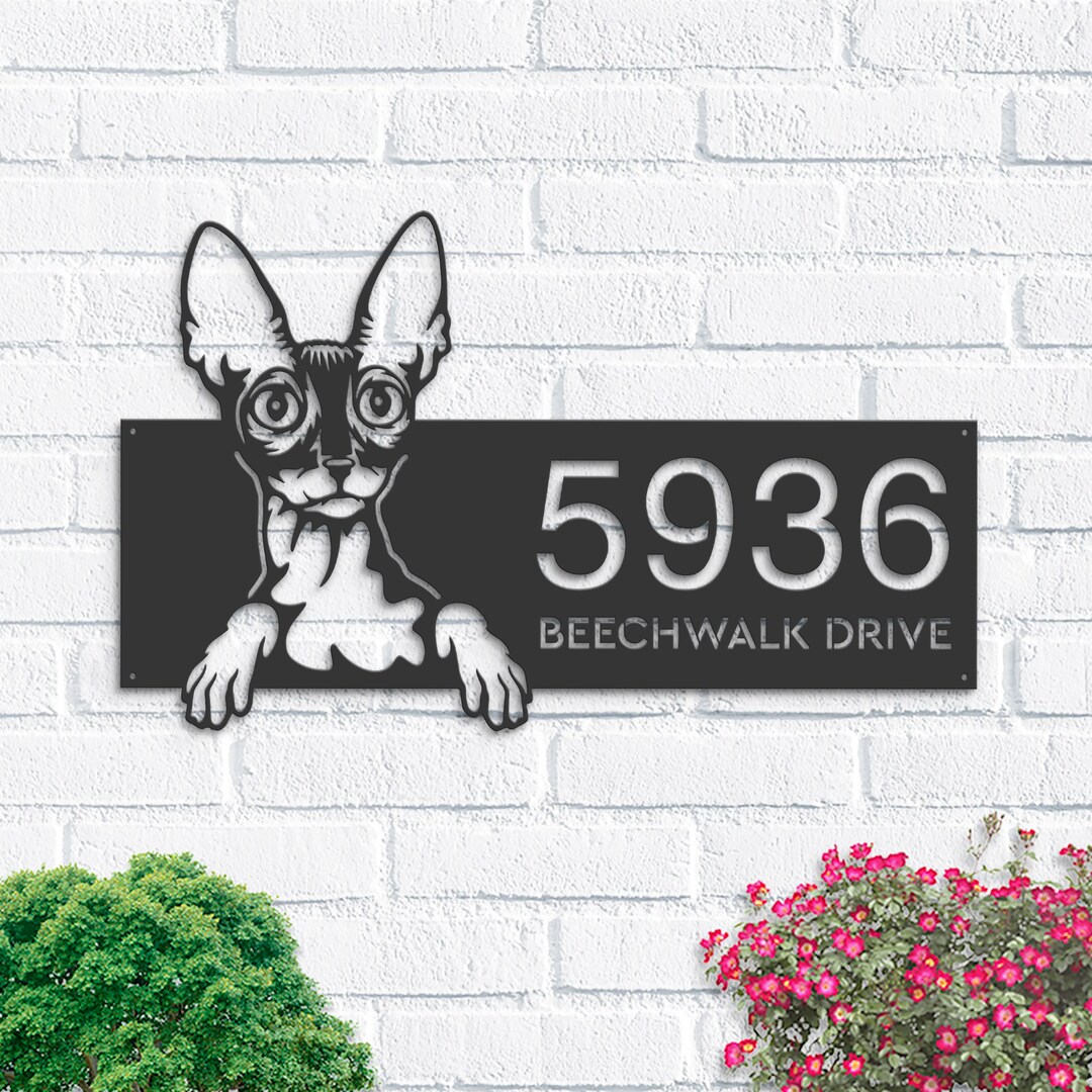 Cute Add. Sign Personalized Cornish Rex Cute Peeking Cat Kitten Metal Address Sign ...