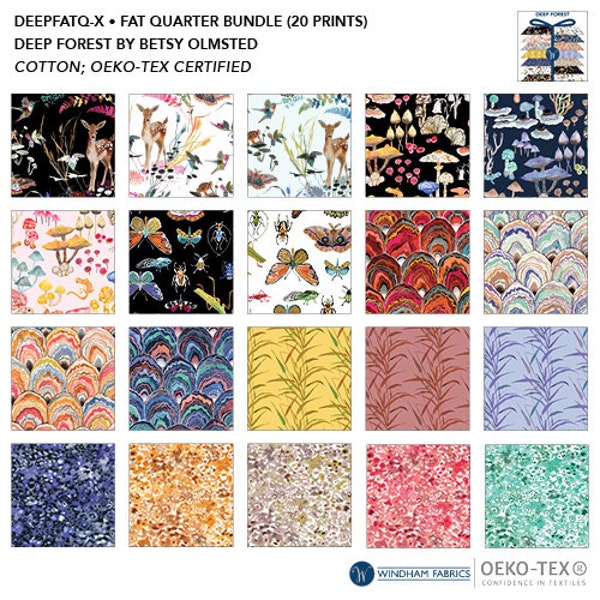 Sale-Closeout Prices-High Quality Precut Quilt Fabric Fat Quarters- (20) Fat Quarters-Windham Fabrics-Deep Forest-100% Cotton