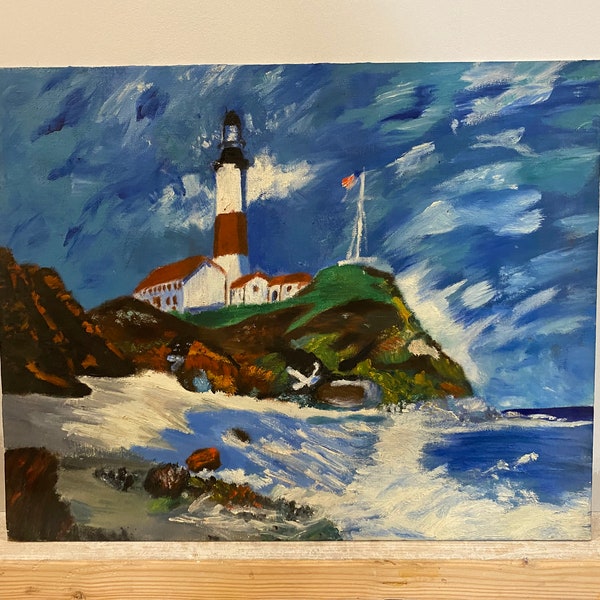 Peinture à L'huile Sur Toile - Phare Côtier - Déco Murale Art (non Encadrée/encadrée)