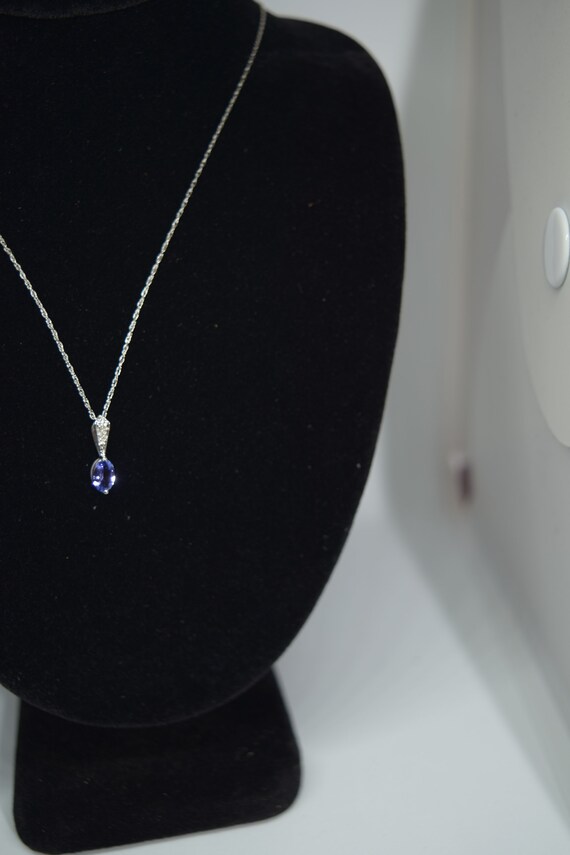 Blue Stone and Diamond Pendant Necklace