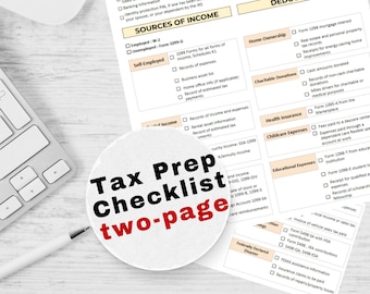 2026 Tax Prep Checklist | Personal Tax Organizer (PDF Download)