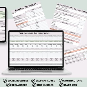 Op de afbeelding: Een laptopscherm dat een spreadsheet toont met de titel "Zelfstandigenaftrek". De spreadsheet is verdeeld in kolommen voor elke maand van het jaar en bevat categorie&euml;n voor inkomsten en uitgaven. De spreadsheet is ontworpen om zelfstandigen te helpen hun inkomsten en uitgaven bij te houden voor belastingdoeleinden.
