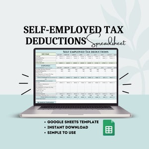 Self-Employed Tax Deductions  Small Business Expense Tracker Startup write-offs list of Deductions Worksheet Income and Expense Spreadsheet