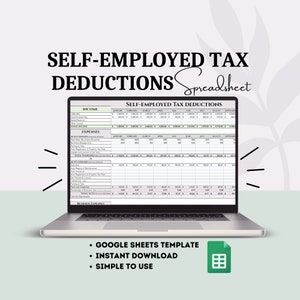 Self-Employed Tax Deductions Small Business Expense Tracker Startup write-off list of Deductions Worksheet Income and Expense Spreadsheet