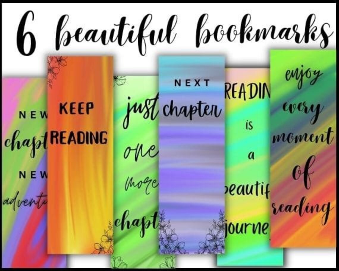 Set of 6 Quotes Printable Bookmarks Bundle Etsy
