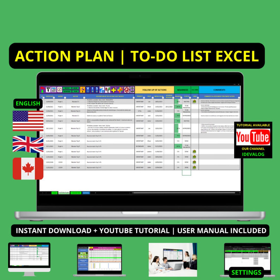 Excel Action Plan | Task List | To-do List | Professional Action Plan ...