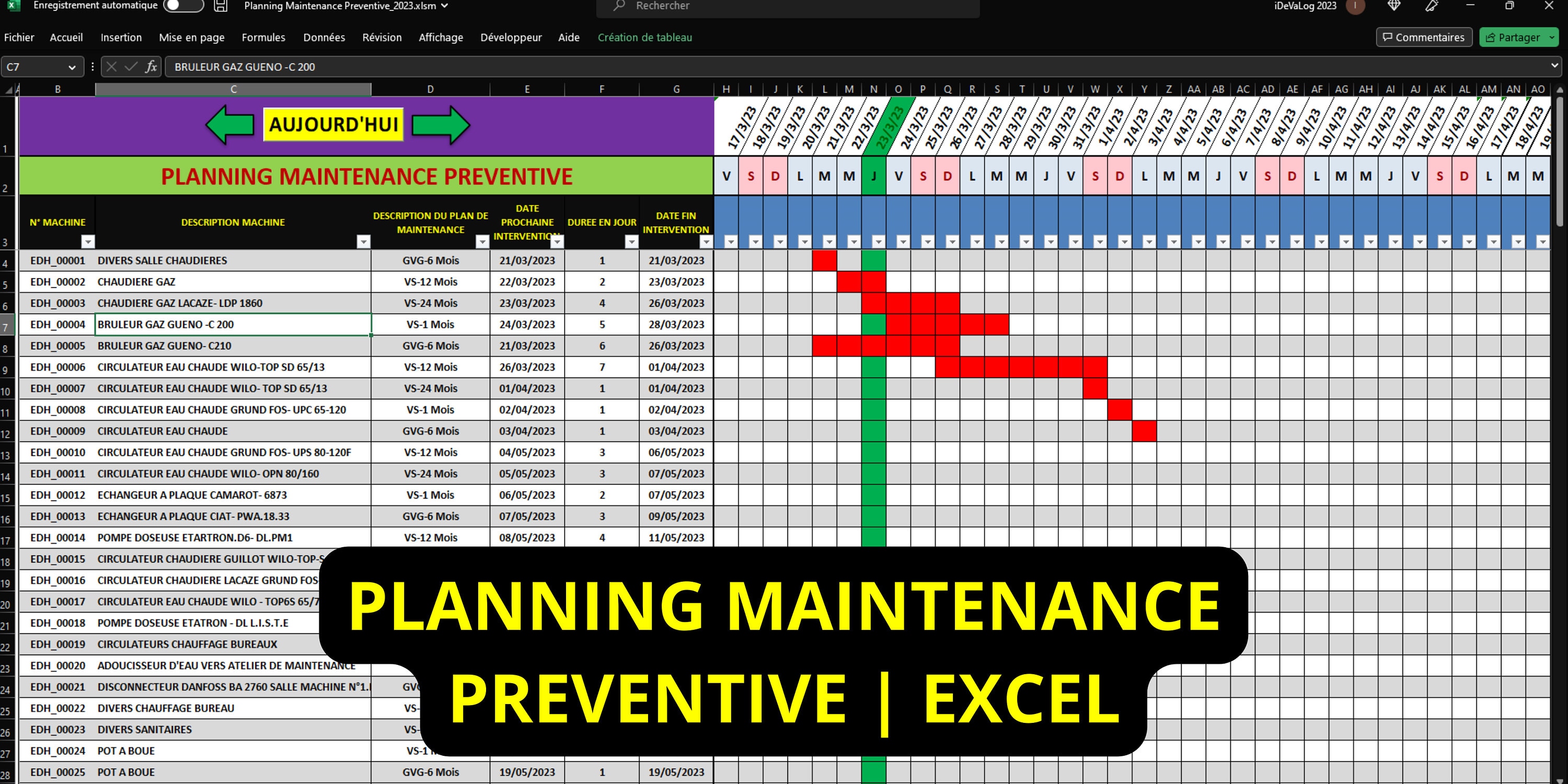 Gestion de la maintenance préventive sur Excel / Maintenance Etsy France