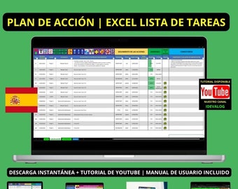 Excel action plan | List of pending tareas | List of pending tareas | Action Planner | Professional action plan