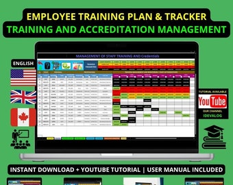 Employee training plan & tracker | Training and accreditation management | Personnel training and authorization tracking manager in Excel